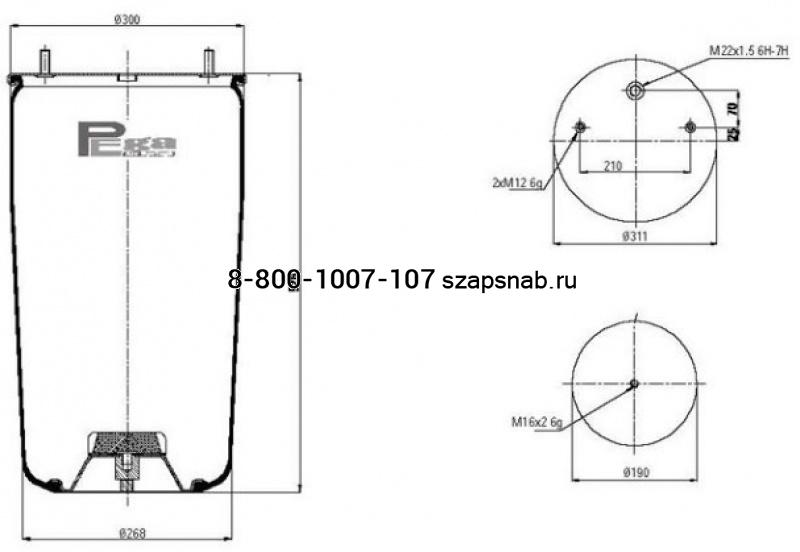 Пневморессора БПВ (без стакана) (P10 ​881 ​S) (​0542940010)